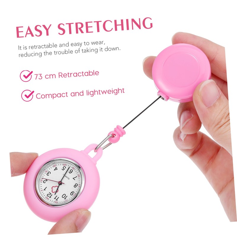 BESPORTBLE 2pcs Nurse Pocket Watch Retractable Clip Ergonomic Design Lightweight