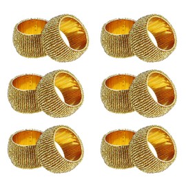 RIANGI Gold Christmas Napkin Rings Set of 12, Gold Napkin Ring Napkin Rings Gold Ring Set Perfect for Thanksgiving, Family Gatherings Gold Napkin Holder for Dining Table Decor Gold Tone Napkin Rings