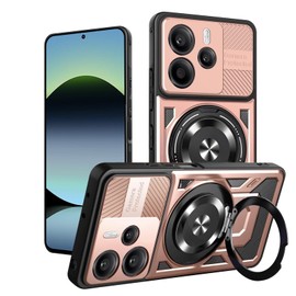 WeiCase Case for Redmi Note 14 4G (International Version), (Not Compatible with 5G) with Invisible Stand (360 Degree Rotation), Shockproof and Scratch-Resistant Military Grade Case, Rose Gold