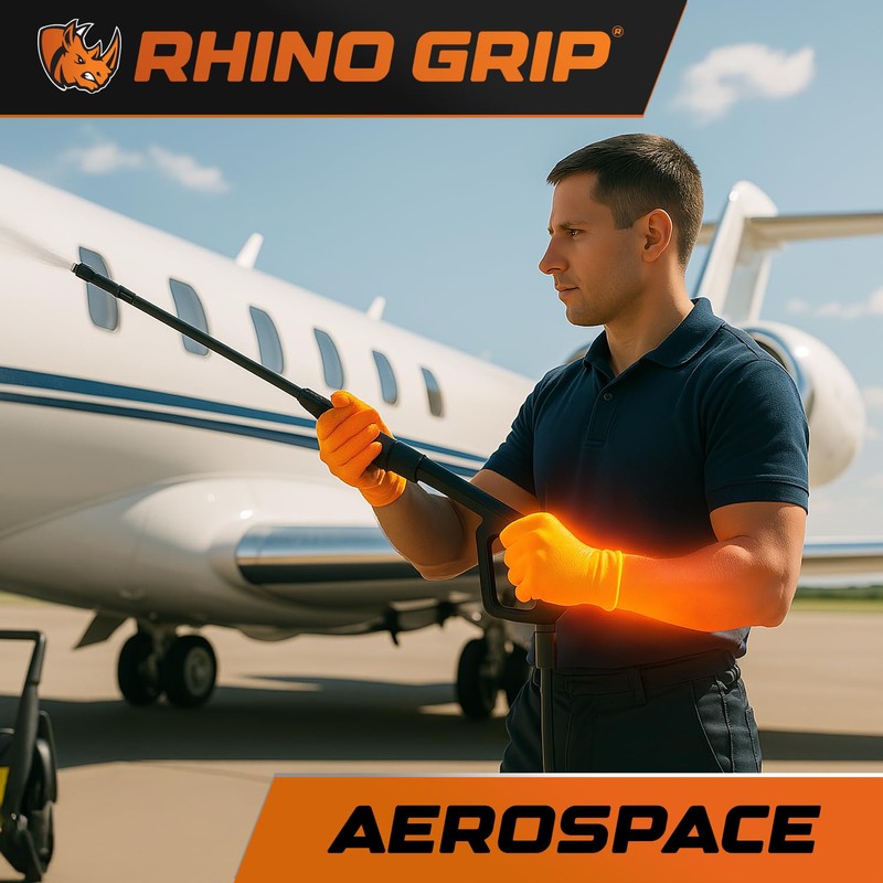 RHINO GRIP Nitrile Gloves - Disposable Gloves, Diamond Grip Orange