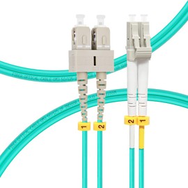 FLYPROFiber- 1M SC to LC OM3 Fiber Patch Cable | Length Options: 1m-50m, 10GB/40GB Duplex 50/125um Multimode Fiber Optic Cables LSZH-1M (3ft)