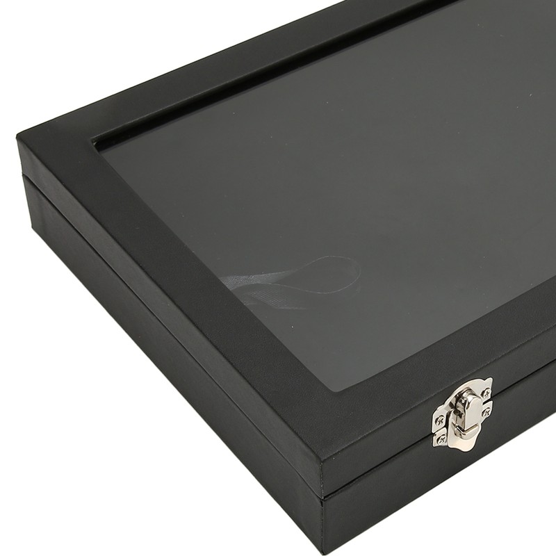 Pin Display Case Dustproof Transparent Glass Lid Badge Storage Box