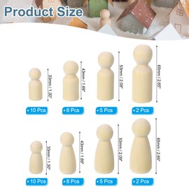 PATIKIL 1 Set Wooden Pegs Dolls, 50Pcs Wood Pegs People Dolls Dad Mom Unfinished Bodies Natural Wood Family Figures for Painting DIY Crafts Arts Graffiti