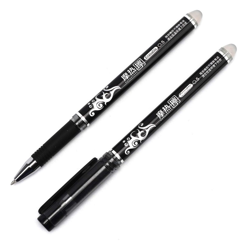 WONOLO 12PCS 0.5mm Erasable Pen Black Gel Ink Roller Ball