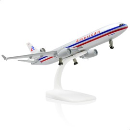 QIYUMOKE MD-11 1/300 Diecast Metal Airplane Model Kits with Stand (8.3-inch L) Cargo Airplane Model for Adult Plane Toy Aviation Gifts or Collections
