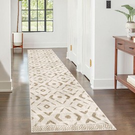 KILOCOCO Hallway Runner Rug 2x8 Runners for Hallways Washable Runner Rug Non Slip Laundry Room Rug Low-Pile Rug Runner for Bedroom Kitchen Living Room Boho Rug, Pinkish Beige