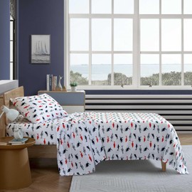 Nautica Kids - Queen Sheet Set, Super Soft & Cozy Toddler Bedding with Matching Sham(s), Ideal Boy Room Essentials (Branson Sharks Navy, Queen)