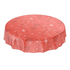 Anro Oilcloth, Wax Tablecloth - Christmas Snowflakes, Red