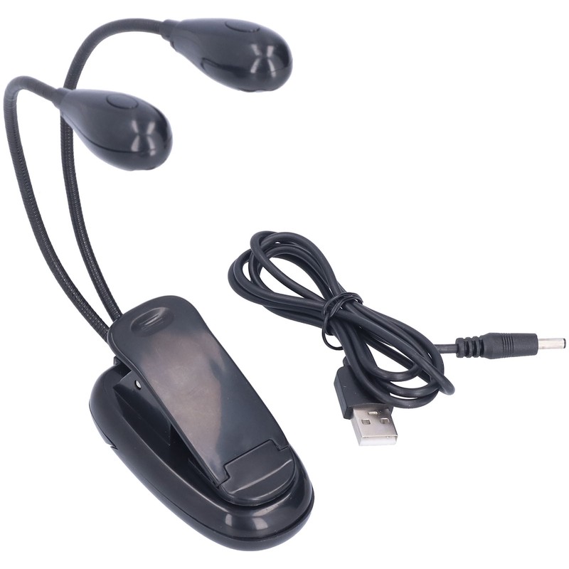 LED Book Light Eye Protecting 360° Rotatable White Light Double