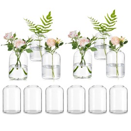 Glasseam Glass Bud Vases for Centerpieces: Clear Small Flower Vase Decor Bulk Set of 12 Simple Modern Decorative Vases for Flowers Mini Candle Vase Wedding Centerpiece for Dining Table Decorations