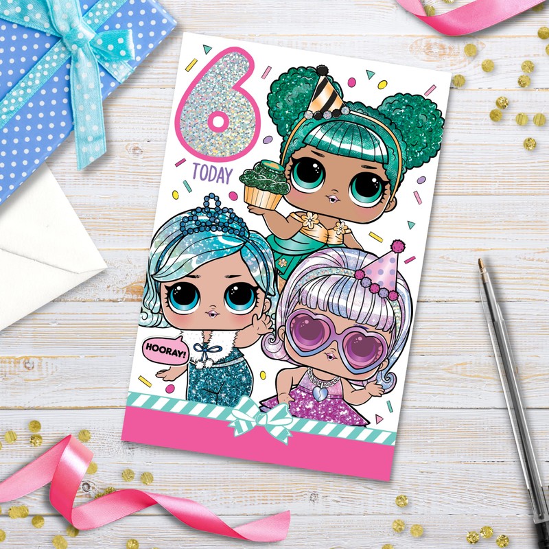 LOL Surprise Card, Happy 6th Birthday Card, Age 6