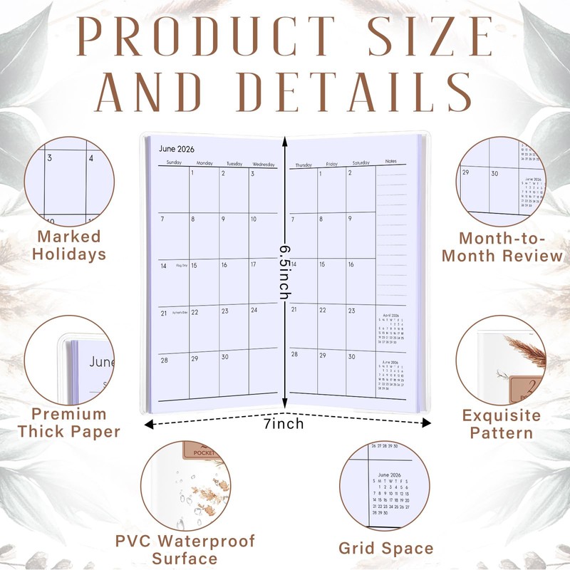ReliThick 2026 Pocket Calendar for Purse Small Monthly Planner for