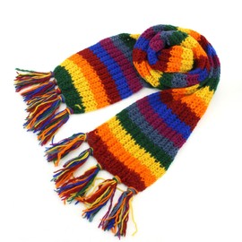LOUDelephant Chunky Wool knit striped scarf - Rainbow (One Size)