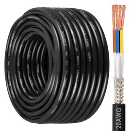 MOOKEERF 20 Gauge 4 Conductor Shielded Wire 100FT,20AWG 20/4 Shielded Cable Stranded Pure Copper CNC Wire for CNC Router Machine,CNC VFD Spindle,3D Printer,Stepper Motor,Transformer,etc