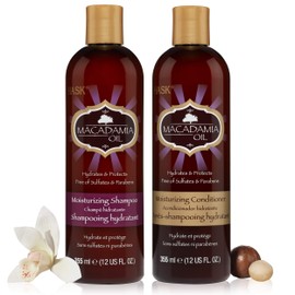 HASK HASK MACADAMIA OIL Moisturizing Shampoo + Conditioner Set for All Hair Types, Color Safe, Gluten-Free, Sulfate-Free, Paraben-Free, Cruelty-Free - 1 Shampoo and 1 Conditioner