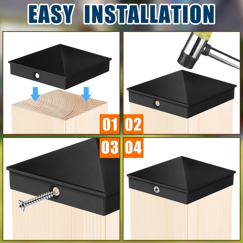Nuogo 4 Pack 6x6 Post Caps Black (Actual 5. 5"