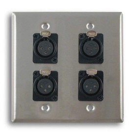 Dual Gang Stainless Steel Wall Plates with Four XLR Female Silver