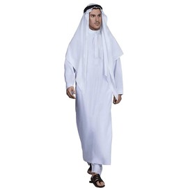 Men's Muslim Clothes Thobe Middle East Kaftan Saudi Arab Caftans Islamic Abaya Dress Dubai Robes - Color: white, size: Large