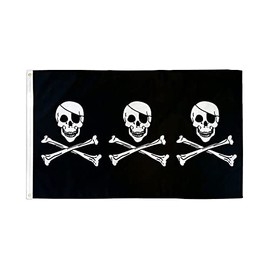 AZ FLAG - Flag Pirate 3 Skulls - 150 x 90 cm - Pirate Skull Flag 100% Polyester with Brass Eyelets - 110 g