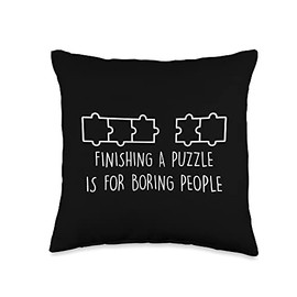 Cool Parlor Game - Sport - Leisure Stuff Lazy-Finishing A Puzzle is for Boring People-Board Games Throw Pillow, 16x16, Multicolor