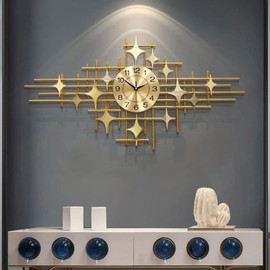 ZTDPHZ Large Wall Clock for Living Room Decor Modern Decorative Art Clock Silent Quartz Battery Powered Metal Wall Decor Clock for Bedroom Kitchen Office Indoor 19.5x39 inches