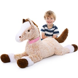 MaoGoLan Giant Horse Stuffed Animal, Large Horse Stuff Plush Toy for Girl Kid Boy, Realistic Stuffed Pony Plush Pillow Gifts for Birthday Party Favor Christmas Decor, 47 inches, Brown