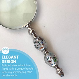 Elegant Shimmering Bead Handheld Magnifying Glass, Stylish Design with Practical Functionality