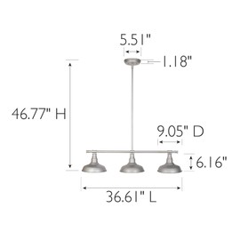 Design House 520379 Kimball Industrial Farmhouse 3-Light Indoor Pendant with Metal Shades for Kitchen Dining Room Bar island bar, Galvanized Paint