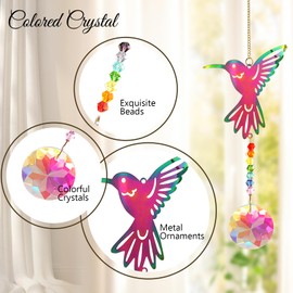 Crystal Suncatchers with Prisms Hanging Window Sun Catcher Decor Indoor Rainbow Maker Ornament Hummingbird Butterfly Prism Suncatchers Gift, Animal Sun Catchers Pack of 5