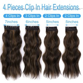 Clip in Hair Extensions 4PCS Curly Clip in Long Wavy Thick Full Head Synthetic Hair Extensions Double Weft Soft Natural Hair Extension Hairpieces for Women 20 Inch 190g