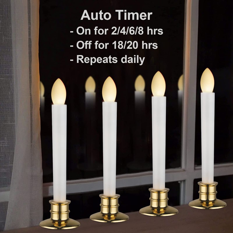 6 Pack Flameless LED Taper Candles with Remote & Timer