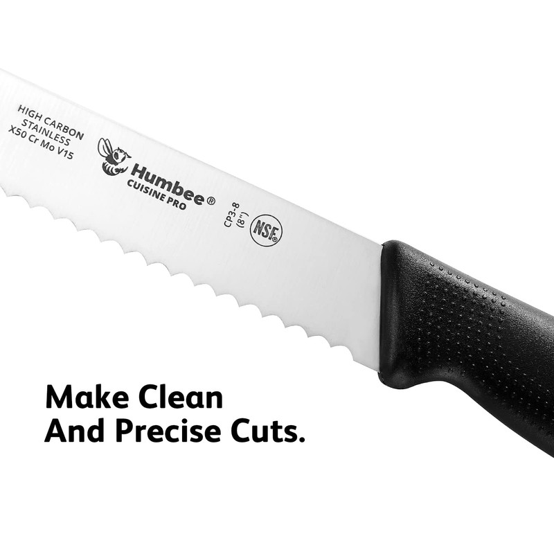 Humbee Cusine Pro, 8 inch Bread Knife, Serrated Knife Wave