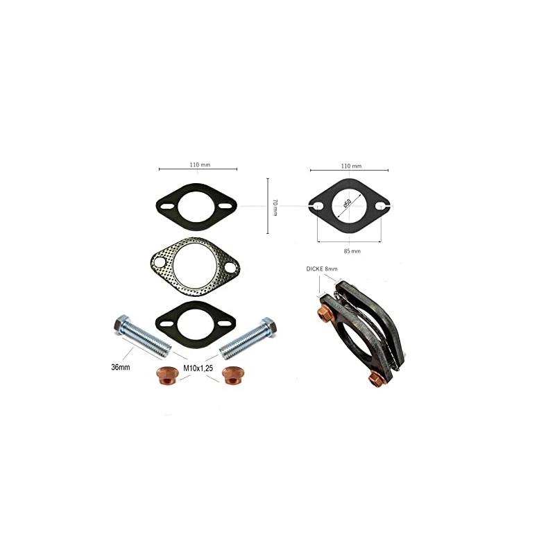 Universal Exhaust Flange Connector Set 50 mm [1.96 Inches] with