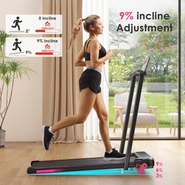 4-in-1 Walking Pad with Incline Portable Treadmill with Handle Bar for Home Office Under Desk Use Small Space Treadmill
