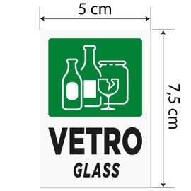 12 Labels for Waste Separation | Labels in Italian and English for Waste Bin | Format 5 x 7 cm