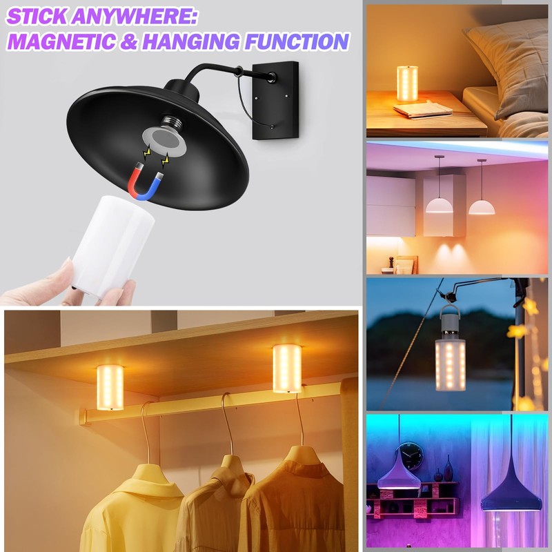 Caupel 10000mAh Rechargeable Led Corn Light Bulb,Battery Operated Light Bulb