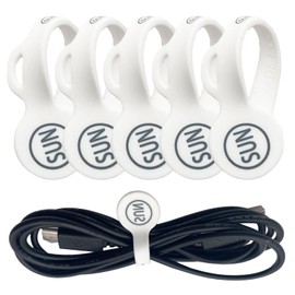 SUNFICON Magnetic Cable Clips Cable Organizers Earbuds Cords Clips Bookmark Whiteboard Noticeboard Fridge Magnets USB Cable Managers Keepers Ties Straps for Home Kitchen,Office,School,5 Pack White