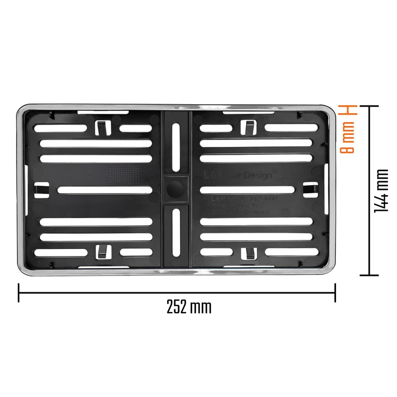 License Plate Holder 240 x 130 Chrome Look Light Motorcycle