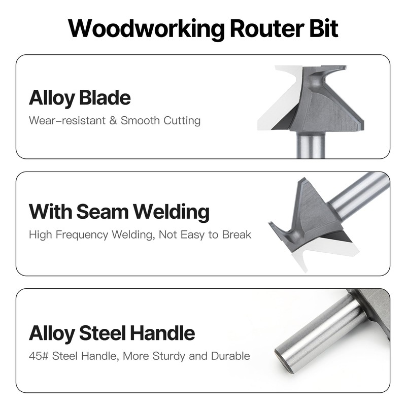 HUHAO 1/2" Shank R18 Seam Woodworking Router Bit, Arc Bending