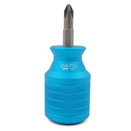 Stubby Screwdriver - Short Tool with Double Ended and Magnetic Bit Phillips & Flat Head (Blue)