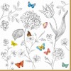 20 Napkins Colourful Butterflies on Colourless Flowers Black White Spring