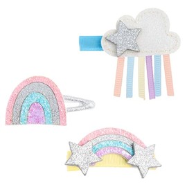 Stephen Joseph, 3-Pack Glitter Hair Clips for Girls – Cute Shimmer Non-Slip Alligator Hair Clip, Hair Clips Barrettes for Baby Girls Toddlers Kids, Glitter Rainbow