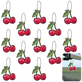 Dansib 12 Pcs Cherry Air Freshener for Car Valentine Stocking Stuffer Gift Cute Car Mirror Hanging Accessories Long Lasting Scented Cherry Air Freshener Ornaments Gifts Decor