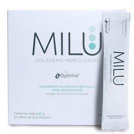 MILU | Colágeno Hidrolizado con Magnesio y Vitamina C | 30 Sobres individuales de 11g (1Caja) | Suplemento Alimenticio Sin Saborizantes - Sin Olor - Sin Azúcar | Péptidos de Colágeno Porcino | Apto para dietas Keto