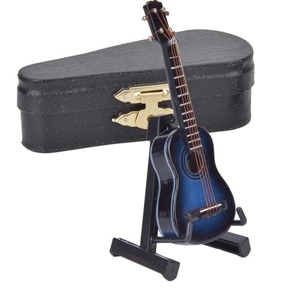 Mini Musical Instrument Wooden Miniature Electric Guitar with Stand Miniature