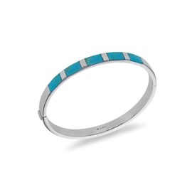 Tuscany Silver Women's Rhodium Plated Turquoise 5.5mm Bangle