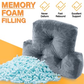 1 MIDDLE ONE Back Pillow for Chair, Memory Foam Lumbar Pillow for Back Support, Back Rest Cushion for Office, Sofa, Couch Sitting, Recliner, Bed and Lower Back Pain (Grey)