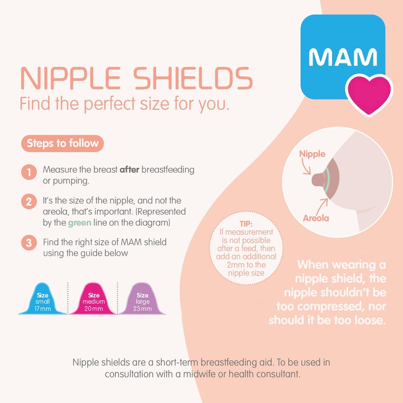 MAM Nipple Shields Size Small (Pack of 2), Breast Shields