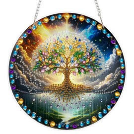 EOBROMD Tree of Life Diamond Art Hanging Ornament Kits, Acrylic Diamonds Painting Pendant Board Kit for Adults, Diamond Pendant Crystal Gem Art for Home Decor Gifts