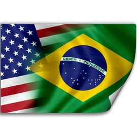Sticker (Decal) with Flag of Brazil and USA (Brazilian)